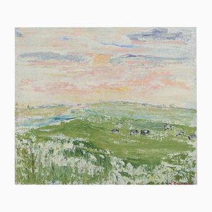 Maj Stentoft, Summer Landscape, 1960s, Oil on Canvas