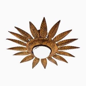 Mid-Century Modern Brass Sunburst Pendant Lamp, 1960s