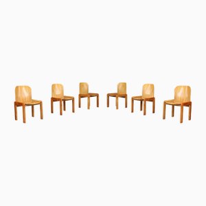 Sillas de comedor de fresno y contrachapado atribuidas a Carlo Scarpa, Italia, años 70. Juego de 6