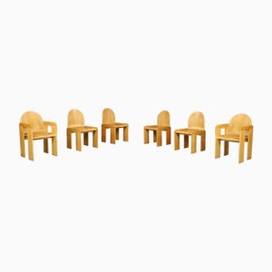 Dining Room Chairs in Ash and Plywood by Carlo Scarpa, Italy, 1970s, Set of 6