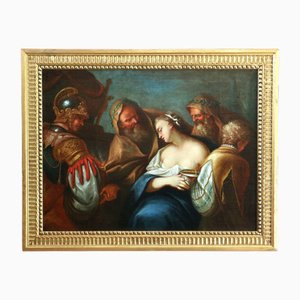 Künstler der venezianischen Schule, Der Tod der Lucretia vor ihrer Familie, 17. Jh., Öl auf Leinwand, Gerahmt