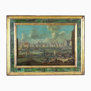 Peter II Casteel, Animated Port Scene, 1600s, Oil on Canvas, Framed