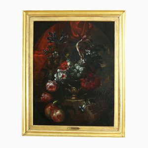 After Jean Baptiste Blain de Fontenay, Bouquet of Flowers in a Vase, 1700, Oil on Canvas, Framed