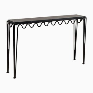 Long Méandre Bronze and Nero Marquina Console Table by Atelier Cabanel