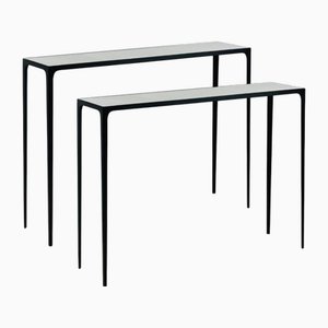 Schlanke Esquisse Konsolen aus Schmiedeeisen & Pergament von Atelier Cabanel, 2 . Set