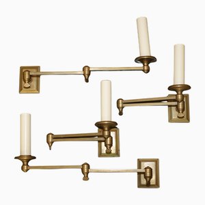 X2 Pairs of Gilt Bronzed Brass Georgian Candle Sconce Articulated Wall Lights, Set of 4