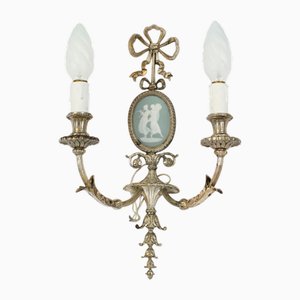 Antique Silver Plated Wall Lights, 1890s, Set of 2