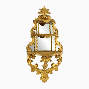 Antique Rococo Giltwood Mirrored Wall Brackets