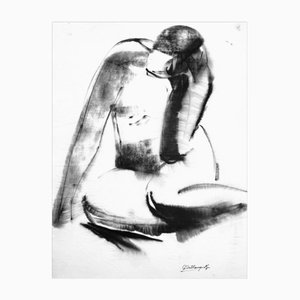 Georges de Vlamynck, Abstract Nude Woman B, Technique Mixte sur Papier