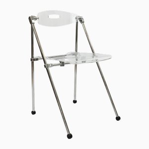 Postmdern Acrylic & Chrome Folding Chair in the style of Piretti Castelli, Italy, 1980s