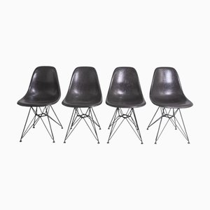Fiberglass Chairs in Dark Grey by Charles & Ray Eames for Vitra, Set of 4