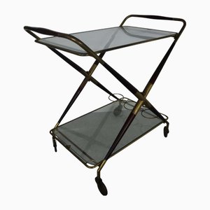 Chariot de Bar en Laiton et Laqué par Cesare Lacca, Italie, 1950s