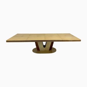 Italian Art Deco Parchment and Carved Maple Table, 1930s