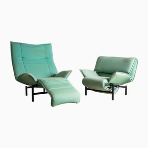 Türkisfarbene Veranda Sessel, Ende 20. Jh. von Vico Magistretti für Cassina, Italien, 2er Set