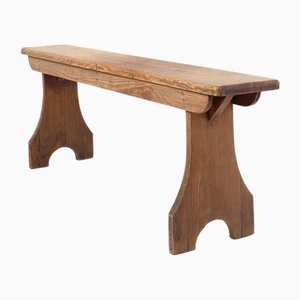 Banc Rustique en Bois en Chêne Naturel avec Détails Arrondis, France, 1900s