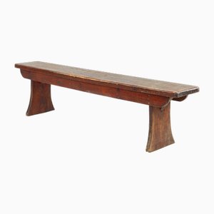Rustic French Brown Oak Wooden Bench, 1900s