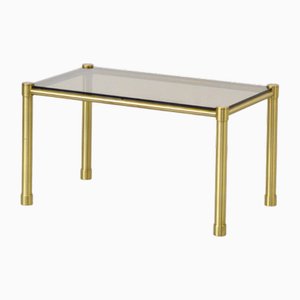 Mesa de centro tubular de latón y vidrio ahumado, años 60