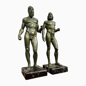The Warriors of Riace, 20th Century, Cast Iron with Bronze Patina, Set of 2