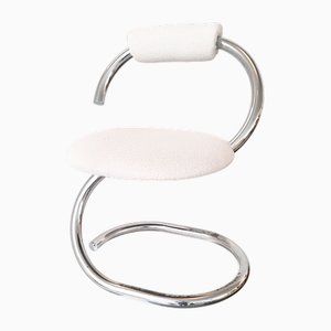 Cobra Chairs in White Bouclé Fabric by Giotto Stoppino, Set of 4