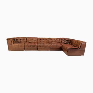 Divano modulare vintage in pelle patchwork DS11 attribuito a de Sede, anni '60, set di 6