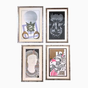 Antonio Tramontana, Compositions, Serigraphs, 1980s, Framed, Set of 4