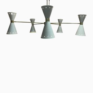 Lampadario a forma di cono in ottone, anni '50