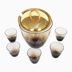 Mid-Century Modern Bowle Set mit Bambusgriff, 1950er, 6