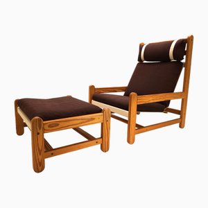 Poltrona e poggiapiedi di Peter Ole Schionning per Niels Eilersen, anni '70