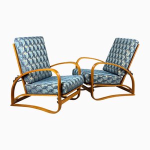 Set of Art Deco Lounge Recling Armchairs Model: H-70 by Jindřich Halabala for Up Závody, 1930s