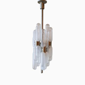 Lampada vintage a forma di siluro con paralumi in vetro di Murano, anni '70