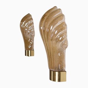 Shell Wall Lights in the style of Barovier & Toso, 1970s, Set of 2