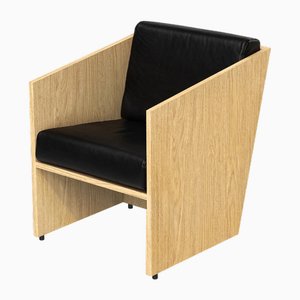 Fauteuil en Frêne et Cuir Naturel par Alvaro Siza