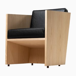 Fauteuil en Chêne et Cuir Naturel par Alvaro Siza