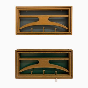 Oak and Leather Folding Wall Valets from Adam Hoff & Poul Østergaard, 1960s, Set of 2