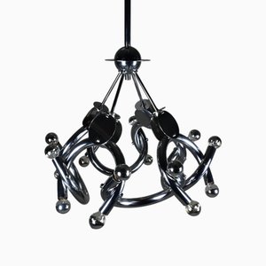 Mid-Century Modern Chrome Chandelier in the style of Gaetano Sciolari, 1970