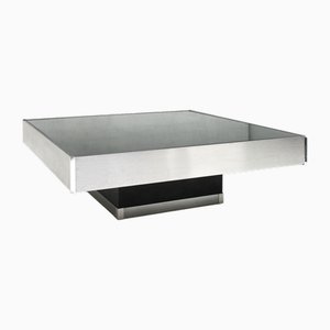 Brushed Stainless Steel and Glass Coffee Tabe, 1970s