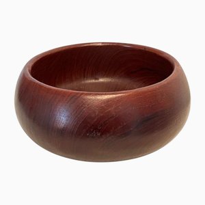 Vintage Handmade Empty Oriental Fruit Pocket Bowl in Rosewood, Thailand
