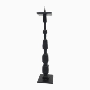 Large Brutalist Candleholder in Black Wrought Iron, 1960s