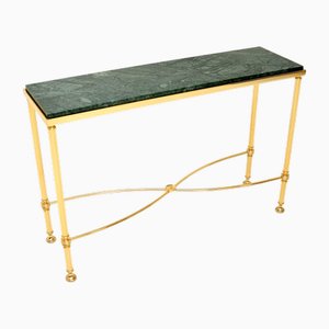 Consola francesa vintage de latón y mármol, años 70