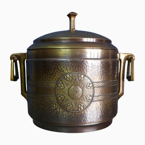 Grand Bol à Punch Art Déco en Laiton avec Insert en Verre, Allemagne, 1920s