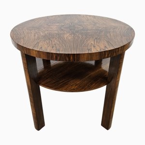 Table Basse Ronde Art Déco en Noyer, 1940s
