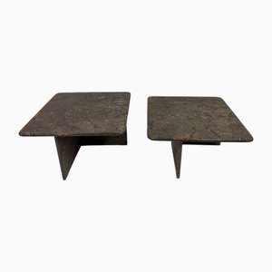 Fossil Stone Nesting Coffee Tables, 1980s, Set of 2