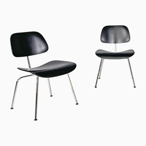 Set of German Black Wooden Chairs by Charles and Ray Eames for Vitra, 2000s