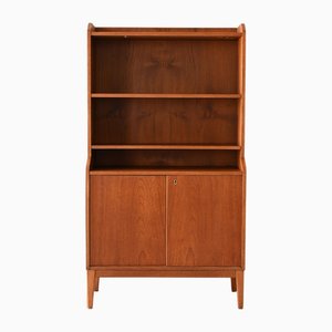Scandinavian Teak Bookcase with Hinged Doors, 1950s
