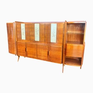 Monumental Wooden Cabinet with Parchment Panels attributed to Gio Ponti, 1950s