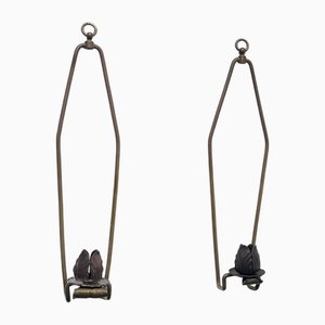 Art Deco Rose Bud Wandkerzenhalter aus Messing, 1920er, 2er Set