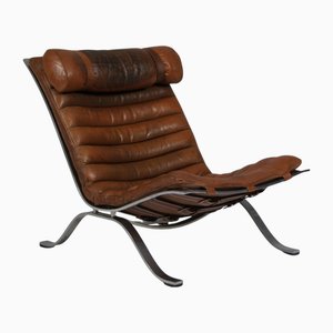 Vintage Ari Lounge Chair in Patinated Leather by Arne Norell, 1970s