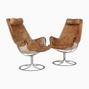 Jetson Sessel mit patiniertem Hellbraunem Leder von Bruno Mathsson für Dux, 2000er