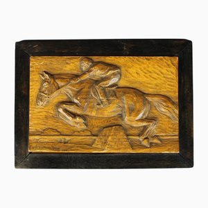 Mid-Century Modern Czechoslovakian Woodwork of Horseracing by K. Zentner, 1944