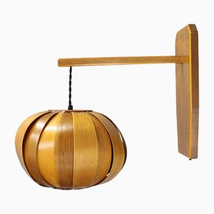 Vintage Czechoslovakian Wooden Wall Lamp, 1960s